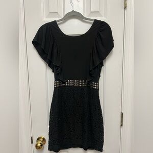 Women’s/Junior’s Love Tease Size 3 Black Mini Dress with Lace and Stud Details